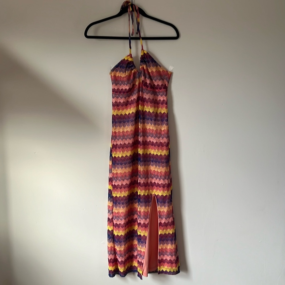 Colorful crochet midi dress